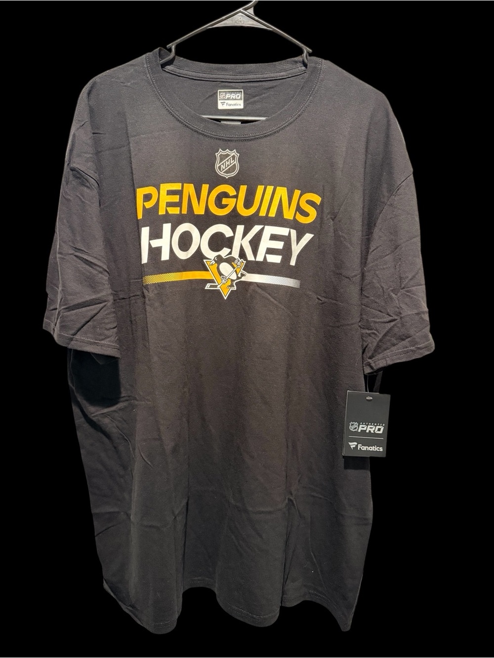 Fanatics Black NHL Logo Tee with Yellow Accent